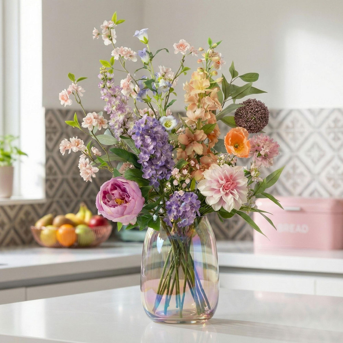 Kunstbloemen Boeket - Pastel Meadow Deluxe - Real Touch - 15 Stelen - ↑ 100 cm 