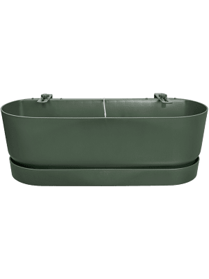 Pflanztopf Greenville Easy Balcony – Leaf Green – D25cm – Balkonkasten mit Halterung & Wasserspeicher – Für Balkonbrüstung – Modernes Design – Für Innen & Außen 