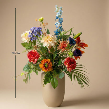 Kunstbloemen Boeket “Colorful Bloom Deluxe” – Real Touch – 70 cm – 18 Stelen 