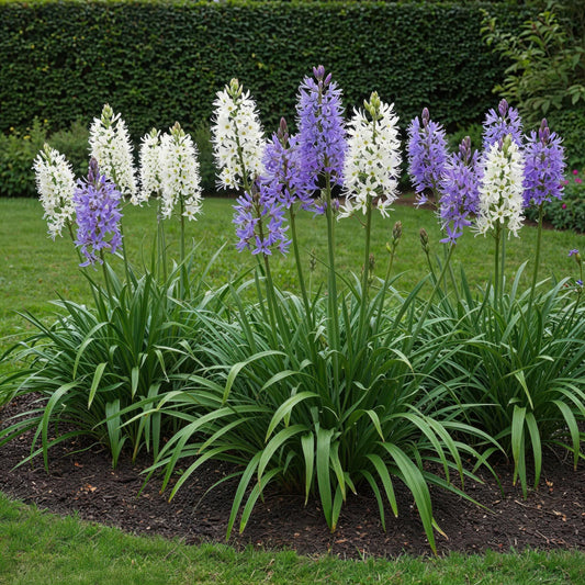 GreenboutiQ - Blumenzwiebeln - Camassia Leichtlinii Mix - Farbe Lila und Weiß - 5 Stück - Zwiebelgröße 12/14 - XXL Pack 