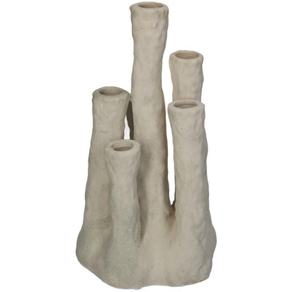 Blumenhalter Koraal – Ecru – Keramik Vase in Korallenform – Dekorativer Blumenhalter für Trockenblumen & Zweige – Maße 18×18×30 cm 