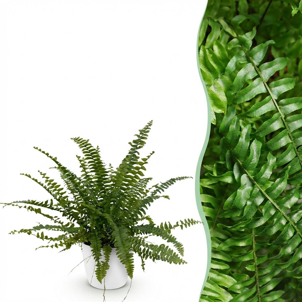 Green boutiQ - Zimmerpflanze - Nephrolepsis exaltata Green Lady - Farn - Haustierfreundliche Pflanze - Grün - 1 Pflanze - mit Potter Weiß - Topf 12cm - Höhe 25cm 