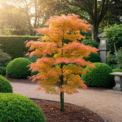 GreenboutiQ - Gartenpflanze - Acer palmatum Katsura - Orange - 1 Pflanze - Laubabwerfend - Wenig Pflege - Topf 12cm Höhe 35cm 