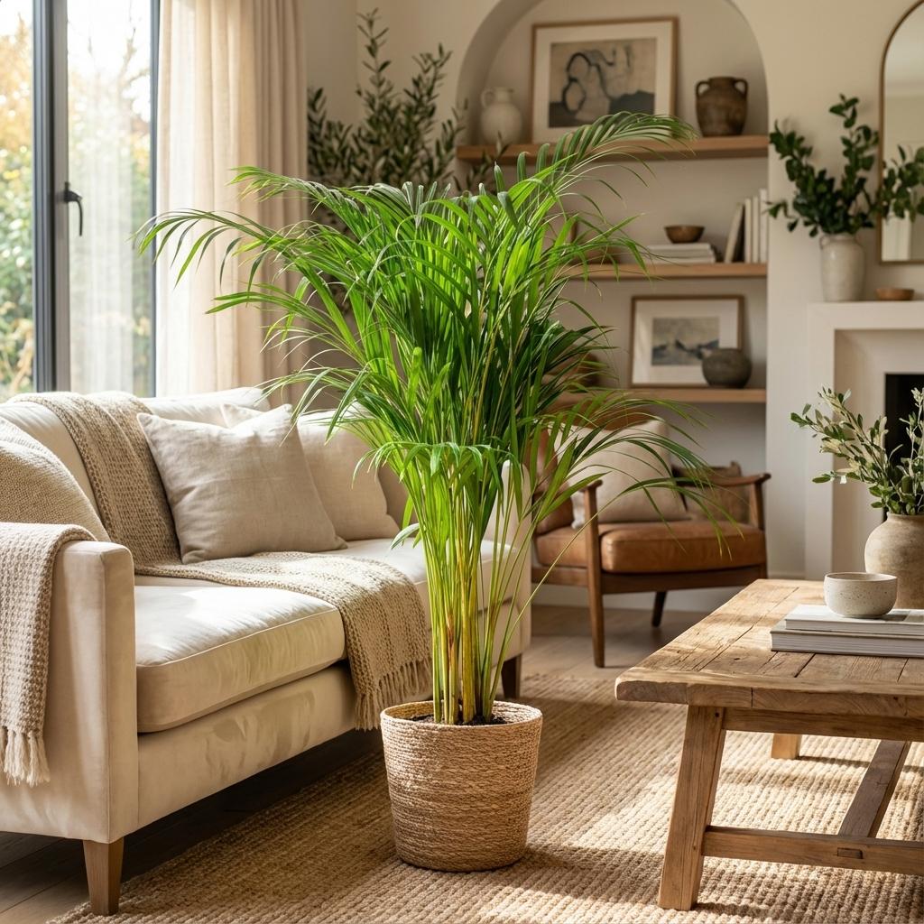 Green boutiQ - Plante d'intérieur - Palmier doré - Dypsis Lutescens Areca - Vert - Entretien facile - 1 Plante - Pot 21cm - Hauteur 90 - 100cm 