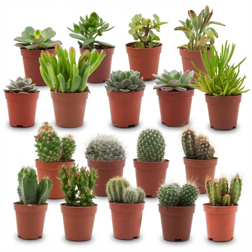 Mini Kakteen & Sukkulenten Mix – 18 Stück – Ø5,5cm – Höhe 5–10cm – Pflegeleichte Zimmerpflanzen – Ideale Deko & Geschenkidee für Zuhause Büro 