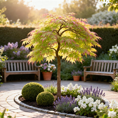 GreenboutiQ - Gartenpflanze - Acer palmatum Little Princess - Grün - 1 Pflanze - Laubabwerfend - Wenig Pflege - Topf 12cm Höhe 35cm 