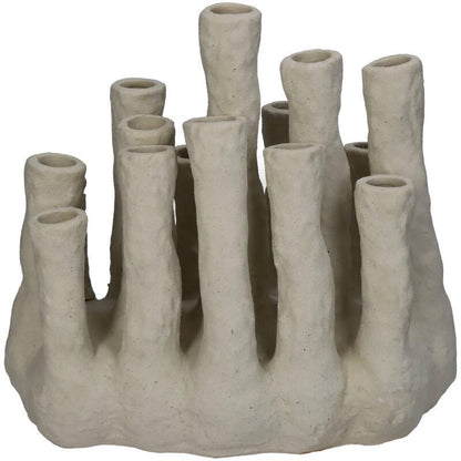 Blumenhalter XL Koralle – Ecru – Mehrfachvase aus Keramik – Dekorativer Blumenhalter für Trockenblumen & Arrangements – Maße 27×16×24 cm 