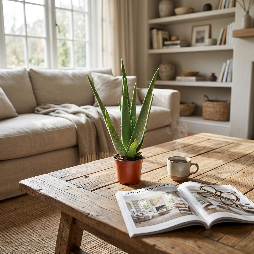Aloe Vera Zimmerpflanze Ø10,5cm Höhe35–40cm – Pflegeleichte Sukkulente mit fleischigen Blättern – Sonnenliebende Pflanze für Wohnraum & Büro 