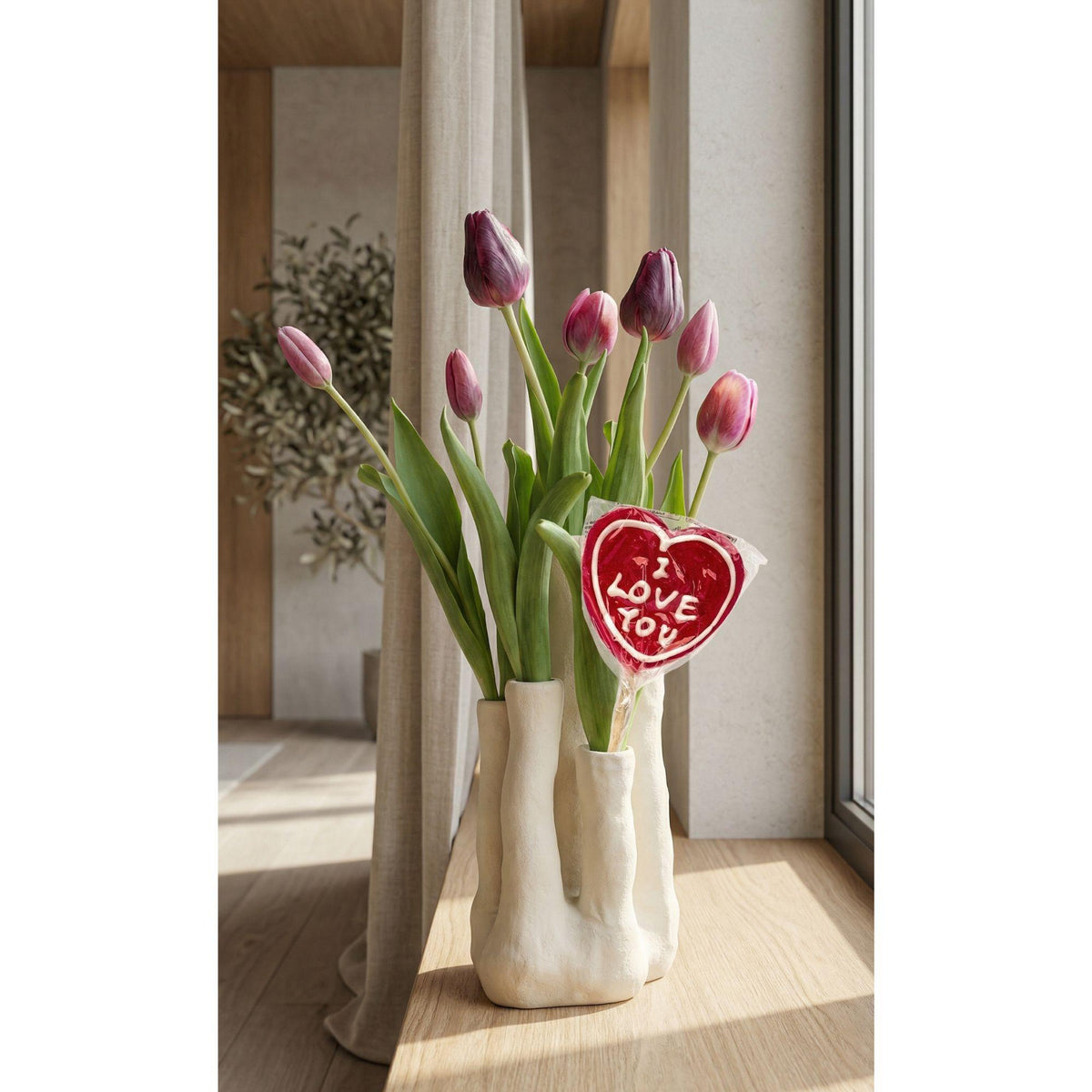 Tulip Touch - Tulpen Set - Kunsttulpen met meertuiten vaas 
