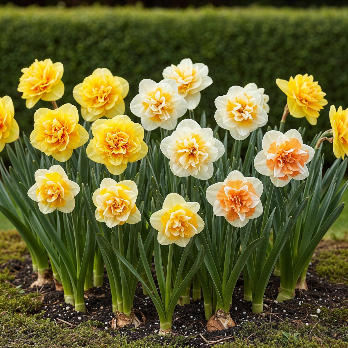 GreenboutiQ - Blumenzwiebeln - Narcis Double Mix - Farben Gelb und Weiß - 10 Stück - Zwiebelgröße 12/14 - XXL Pack 