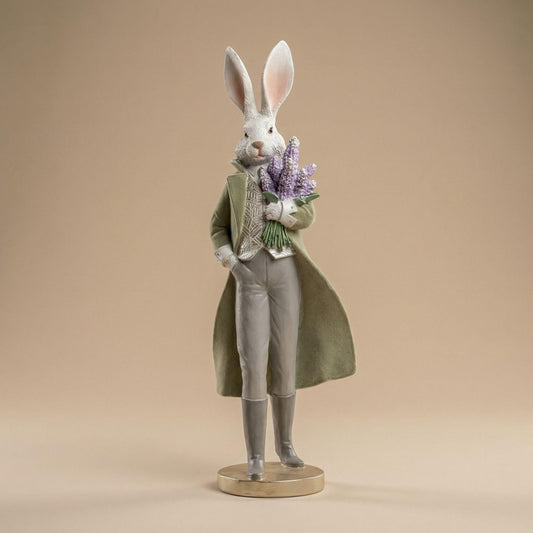 Osterhase Figur - Hasen Gentleman mit Blumen - ↑ 51 cm 