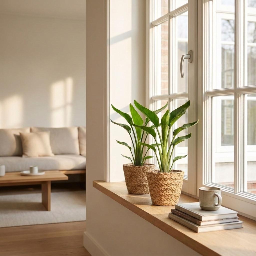 Paradiesvogelblume – Strelitzia reginae – Topf Ø12cm – Höhe 35cm – mit Seegraskorb – Dekorative Zimmerpflanze – Ansicht 3