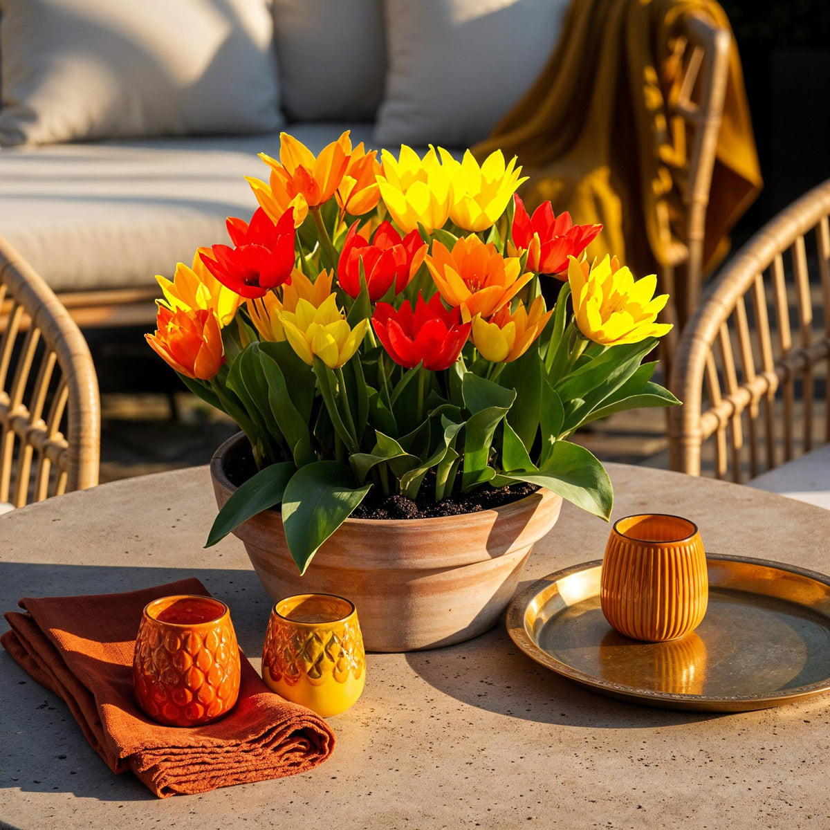 GreenboutiQ - Blumenzwiebeln - Tulp Praestans Mix - Verschiedene Farben - 25 Stück - Zwiebelgröße 8/9 - XXL Pack 