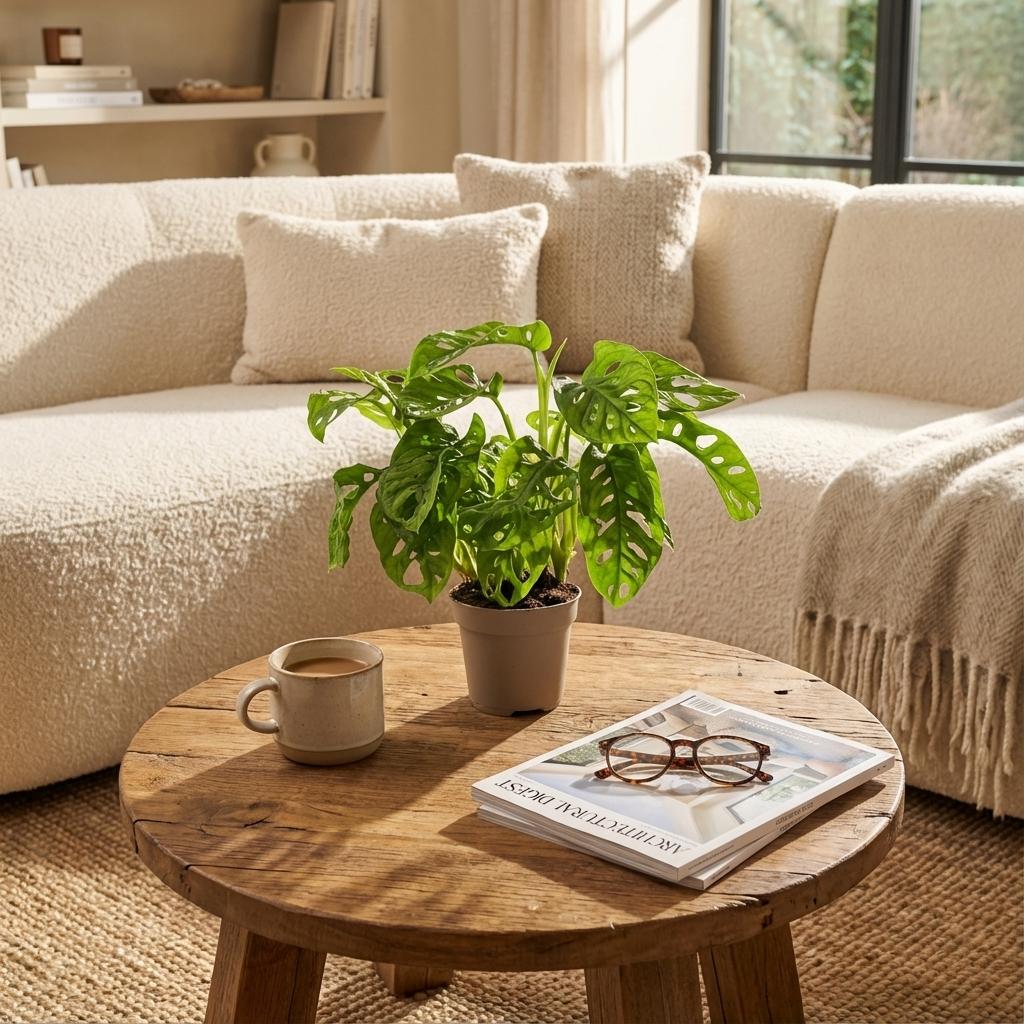 Monstera Adansonii Monkey Mask Ø12cm Höhe25–35cm – Tropische Zimmerpflanze mit gelochten Blättern – Pflegeleichte Kletter- & Hängepflanze für Wohnraum & Büro 