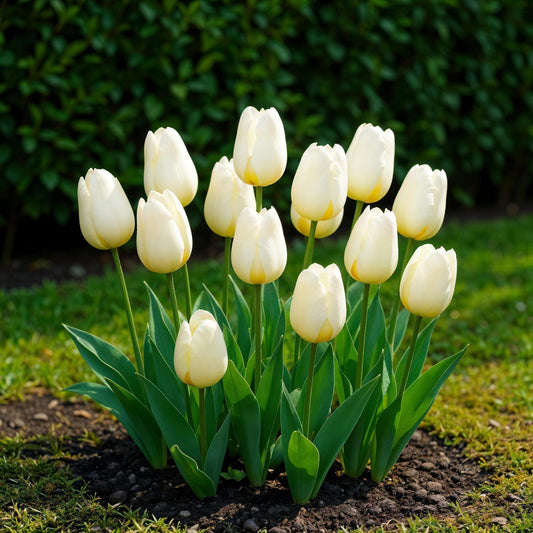 GreenboutiQ - Blumenzwiebeln - Tulp Triumph White - Farbe Weiß - 15 Stück - Zwiebelgröße 11/12 - XXL Pack 