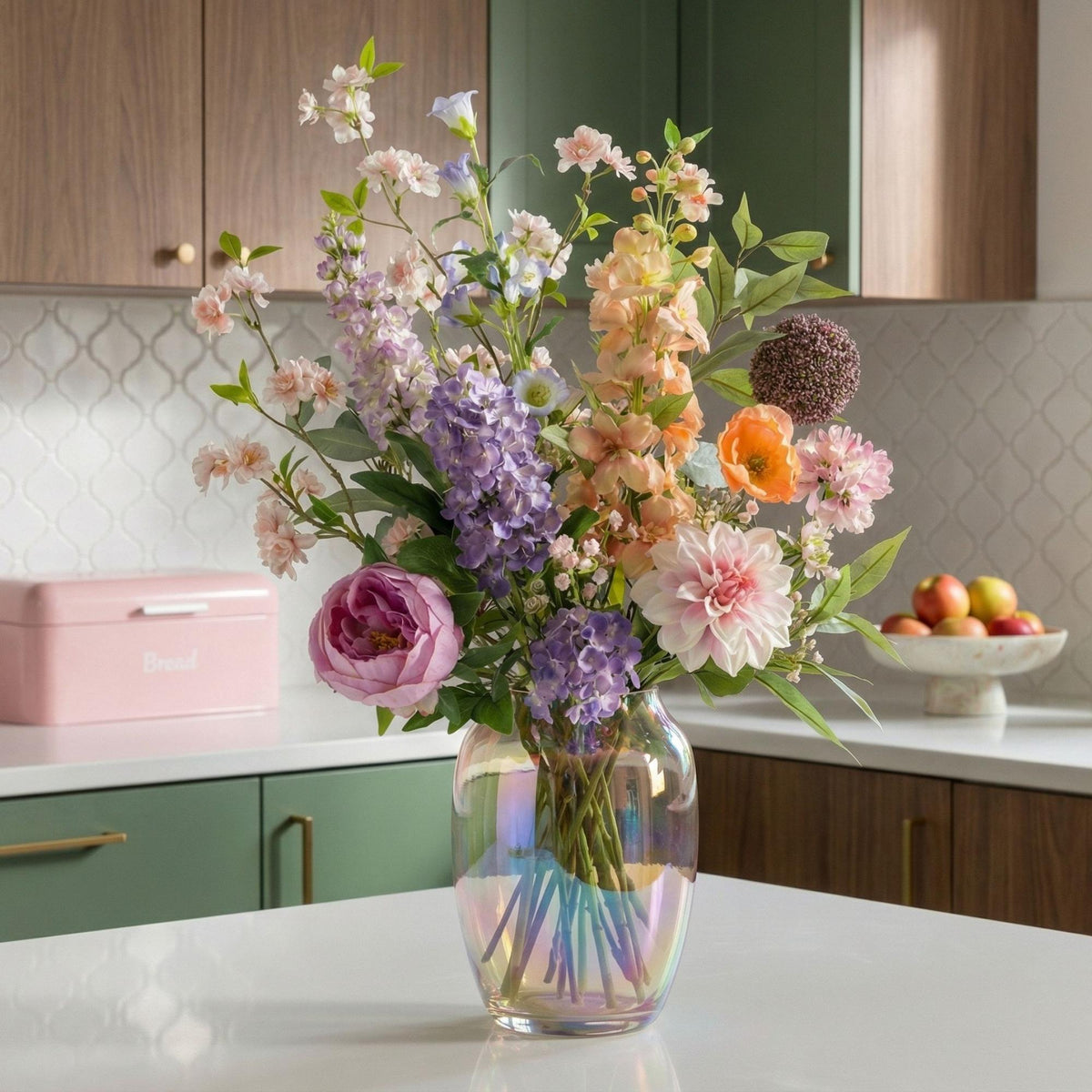 Kunstbloemen Boeket - Pastel Meadow Deluxe - Real Touch - 15 Stelen - ↑ 100 cm 