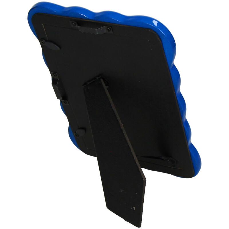 Fotorahmen Gebogenes Polyresin Blau – Moderner, geschwungener Bilderrahmen – Stilvolle Dekoration für Sideboard, Nachttisch & Regal – Zeitloses Wohnaccessoire 