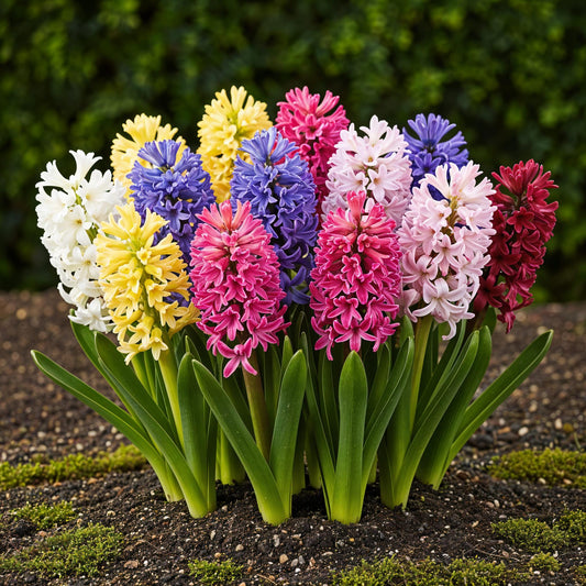 GreenboutiQ - Blumenzwiebeln - Hyazinthenmix - Verschiedene Farben - 10 Stück - Zwiebelgröße 14/15 - XXL Pack 