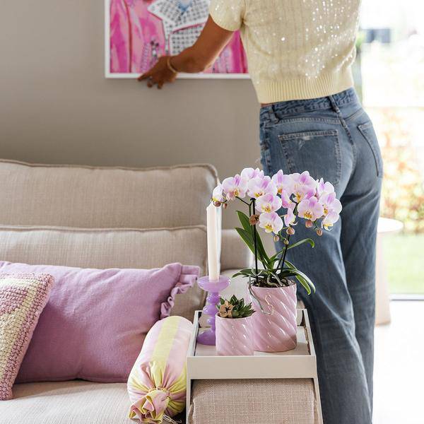 Candy Dekotopf – Hoch – Rosa – Ø9cm – Keramik Übertopf – Runde Form – Farbenfrohes Design – Für Zimmerpflanzen & Orchideen 