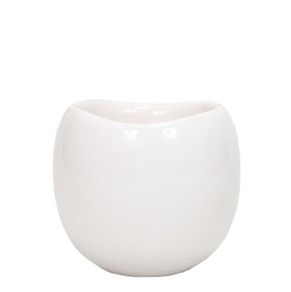 Blumentopf Bowl – Weiß – Keramik-Ziertopf Ø9cm – Handgefertigter Übertopf mit Wellenrand – Für Zimmerpflanzen & Sukkulenten 