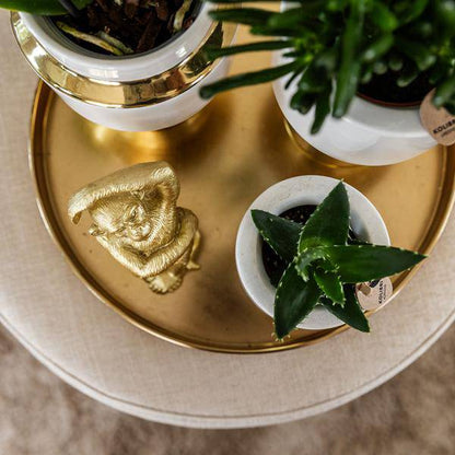 Le Chic Blumentopf – Weißer Keramiktopf mit goldenen Details – Ø9cm – Eleganter Ziertopf für Orchideen & Grünpflanzen – Stilvoller Deko-Übertopf 