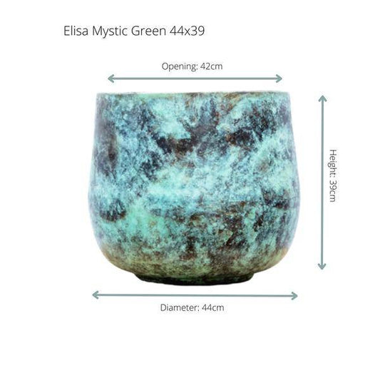 Topf Elisa Mystisch Grün – Ø44cm x H39cm – dekorativer Pflanzkübel für drinnen und draußen – modernes Design 