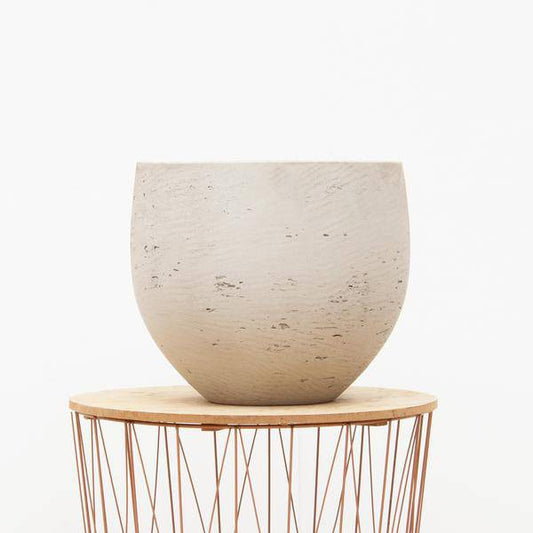 Topf Jumbo Orb Beige Washed – XS – D69cm x H57cm – Runder Pflanzkübel in Steinoptik – Modern & zeitlos – Für große Pflanzen – Indoor & Outdoor 