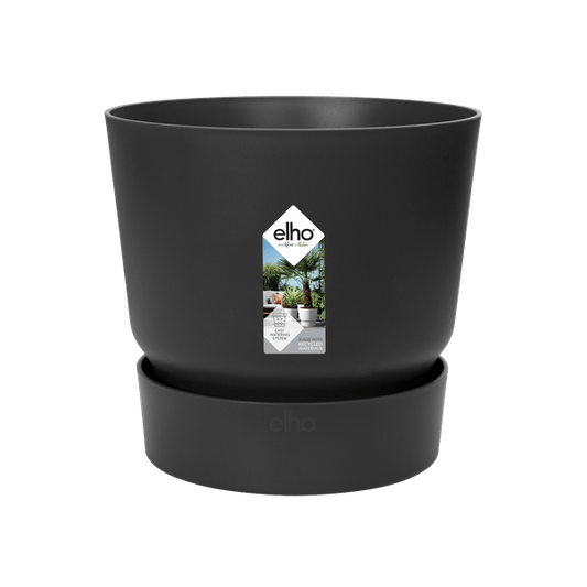 Greenville Pflanztopf Schwarz – D30 x H28 – Moderner Blumentopf für Innen & Außen – Elegantes Pflanzgefäß – Stilvoller Übertopf für Zimmerpflanzen, Balkon & Terrasse 
