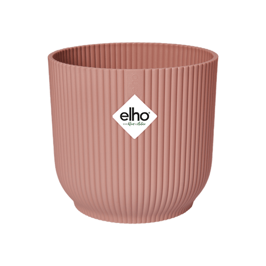 Pflanztopf Vibes Fold – Rosa – D35cm x H33cm – Moderner Blumentopf mit Rillenstruktur – Mit Wasserablauf & Rollen – Dekorativer Übertopf für große Zimmerpflanzen – Mobil & stilvoll 