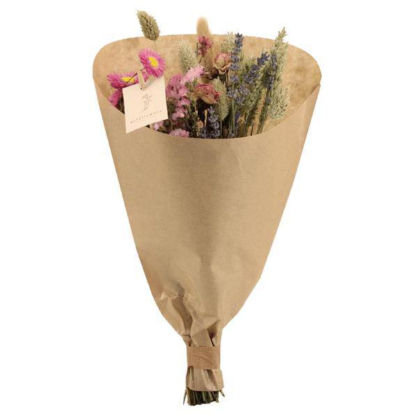 Feldblumenstrauß Rosa - Trockener Strauß - 50cm - Ø20cm - 10 Stück 