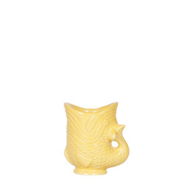 Fisch Dekotopf Gelb – Keramik Pflanztopf Ø6cm – Handgefertigtes Fisch-Design – Glänzende Glasur – Ideal für Sukkulenten & Kleine Pflanzen 