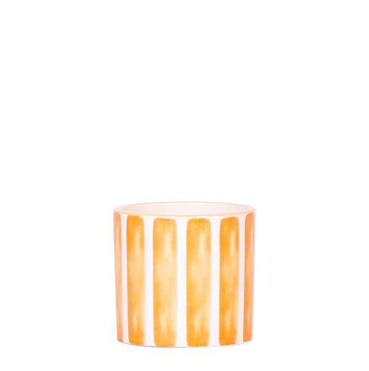 Topf - Bemalter Streifen - Orange - Ø6cm 