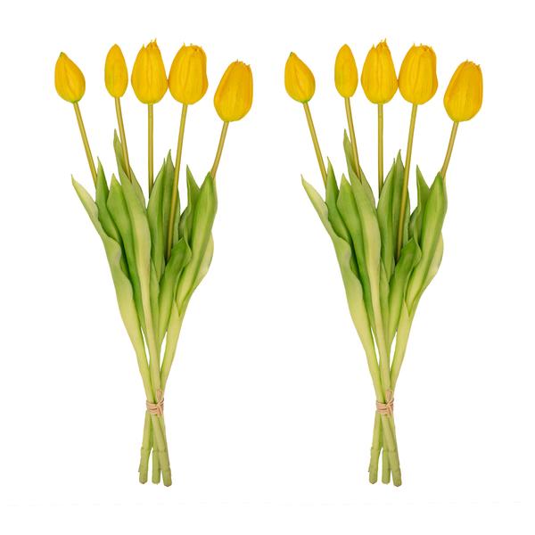 Tulpenstrauß Gelb – 10 Kunsttulpen – 42 cm – Real Touch – Fröhliche & langlebige Wohnraumdekoration 