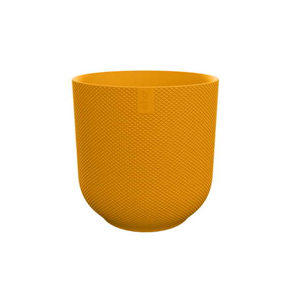 Pflanztopf Jazz Round – Bernsteingelb – D14cm x H13cm – Moderner Blumentopf aus Kunststoff – Für Innen- & Außenbereiche – Dekorativer Übertopf in runder Form 
