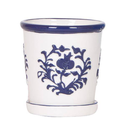 Malaga Blumentopf Blau – Ø9cm – Dekorativer Keramiktopf in Porzellanoptik – Mediterraner Ziertopf für Zimmerpflanzen – Für Fensterbank, Wohnzimmer & Büro 