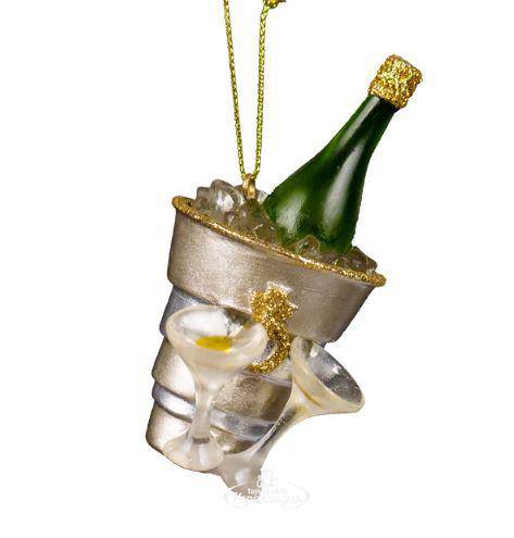 Weihnachtsbaumkugel - Champagner mit Gläsern 