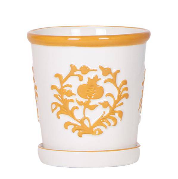 Malaga Blumentopf Orange Ø9cm – Dekorativer Keramiktopf in sommerlichem Design – Pflanzentopf für Zimmerpflanzen & Kräuter – Stilvolle Blumendeko für Wohnzimmer, Küche & Büro 
