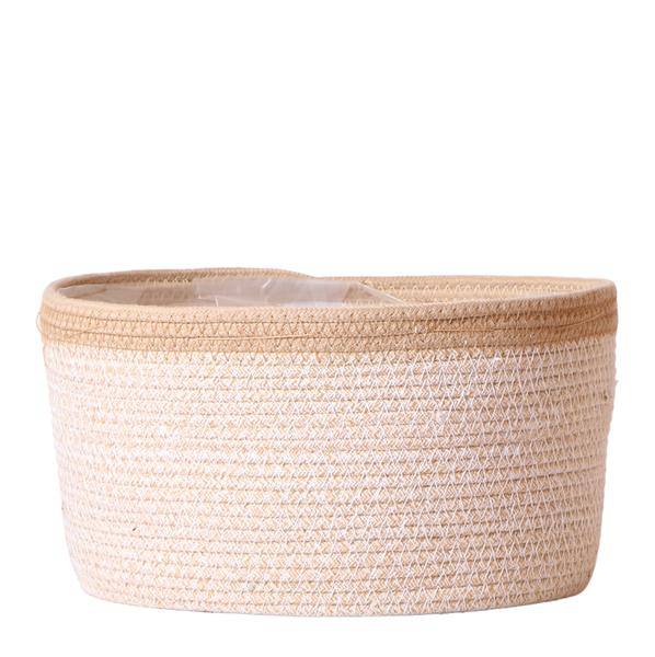 Schilfkorbschale Weiß – Ø30cm – Dekorativer Weidentopf aus Baumwollgeflecht – Handgefertigt – Für Orchideen & Grünpflanzen – Natur-Look mit weißen Details 