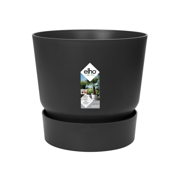Topf Greenville Rund Schwarz – Ø14cm x H13cm – Moderner Pflanzkübel aus robustem Kunststoff – Blumentopf für Innen- und Außenbereich 