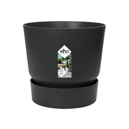 Topf Greenville Rund Schwarz – Ø14cm x H13cm – Moderner Pflanzkübel aus robustem Kunststoff – Blumentopf für Innen- und Außenbereich 