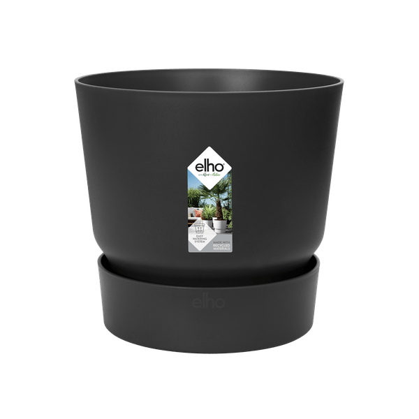 Greenville Pflanztopf Schwarz – D24 x H23 – Moderner Blumentopf für Innen & Außen – Stilvolles Pflanzgefäß – Dekorativer Übertopf für Zimmer- & Gartenpflanzen 