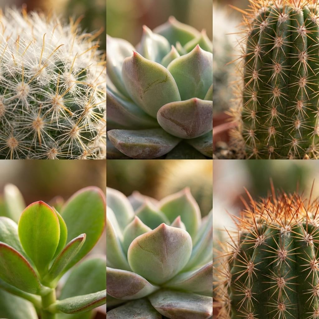 Mini Kakteen & Sukkulenten Mix – 6 Pflanzen – Ø8,1cm Terrakottatöpfe – Höhe 5–10cm – Pflegeleichte Zimmerpflanzen – Ideal als Deko & Geschenk 