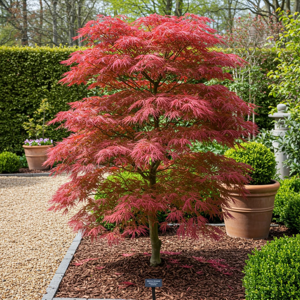 Japanischer Ahorn Acer palmatum Beni Maiko – Rote Balkonpflanze – Ø19cm – Höhe ca. 70cm – Kompakter Zierahorn für Beet & Terrasse 