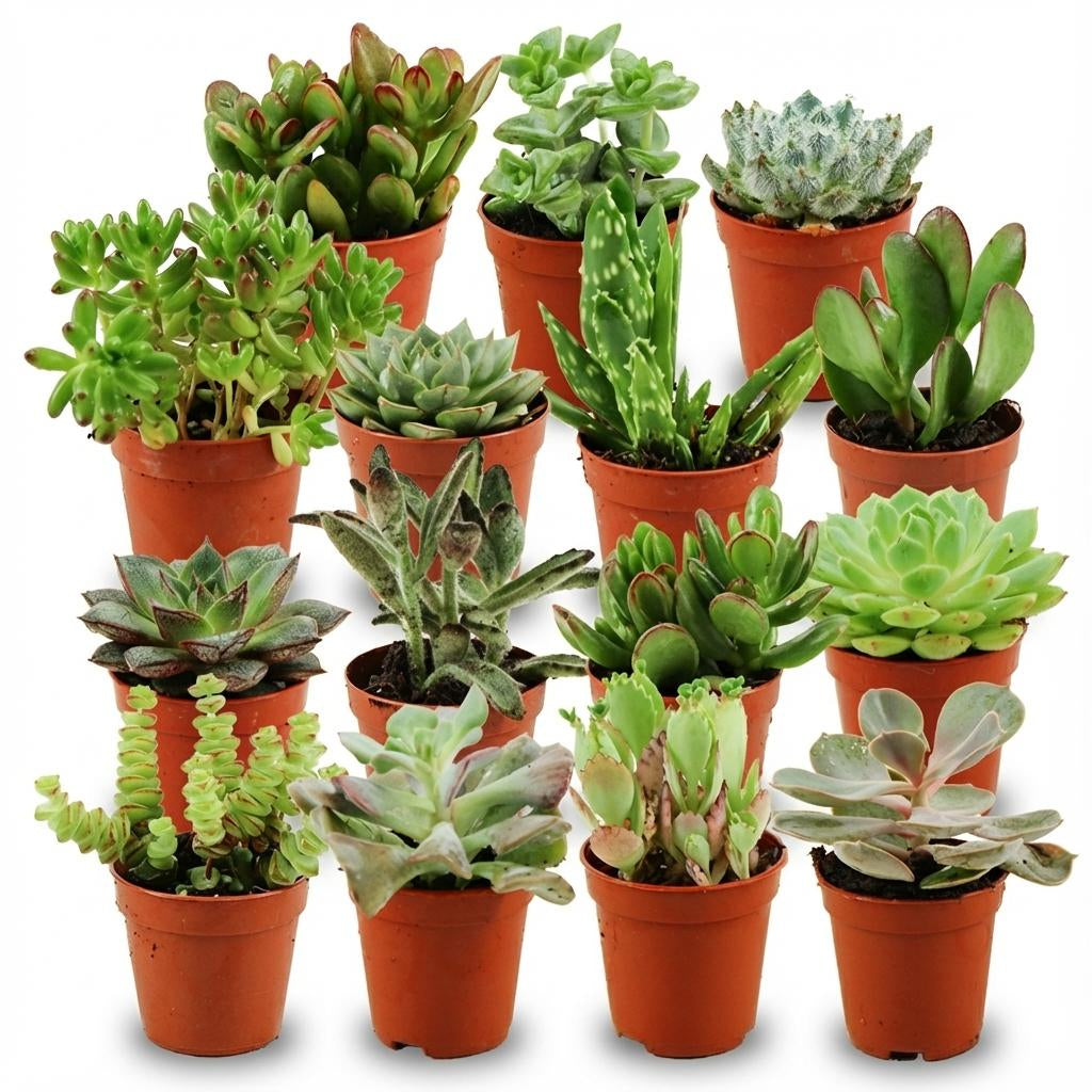 Mini Sukkulenten Mix – 15 Pflanzen – Ø5,5cm – Höhe 5–10cm – Pflegeleichte Zimmerpflanzen – Kleine Sukkulenten für Schalen Fensterbank & Wohnraum 