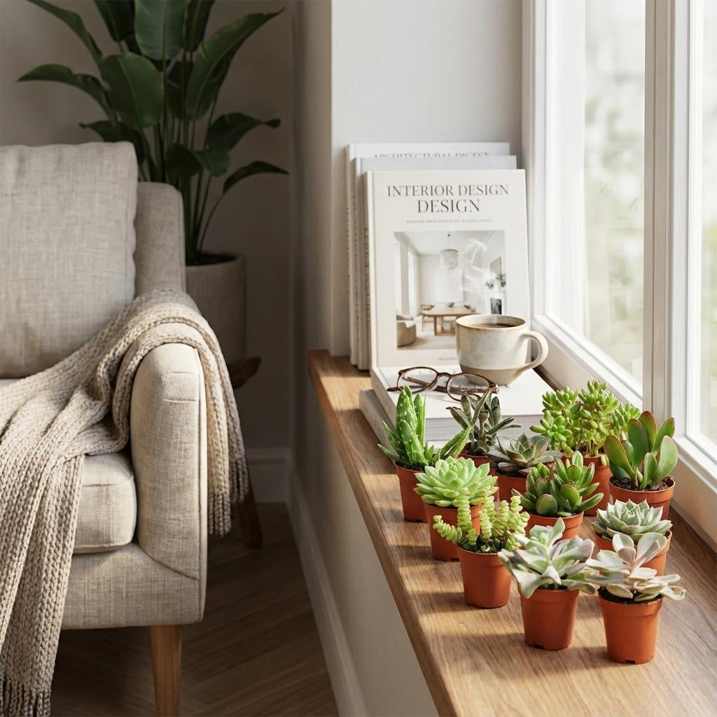 Mini Sukkulenten Mix – 6 Pflanzen – Ø5,5cm – Höhe 5–10cm – Pflegeleichte Zimmerpflanzen – Kleine Sukkulenten für Schalen Fensterbank & Wohnraum 