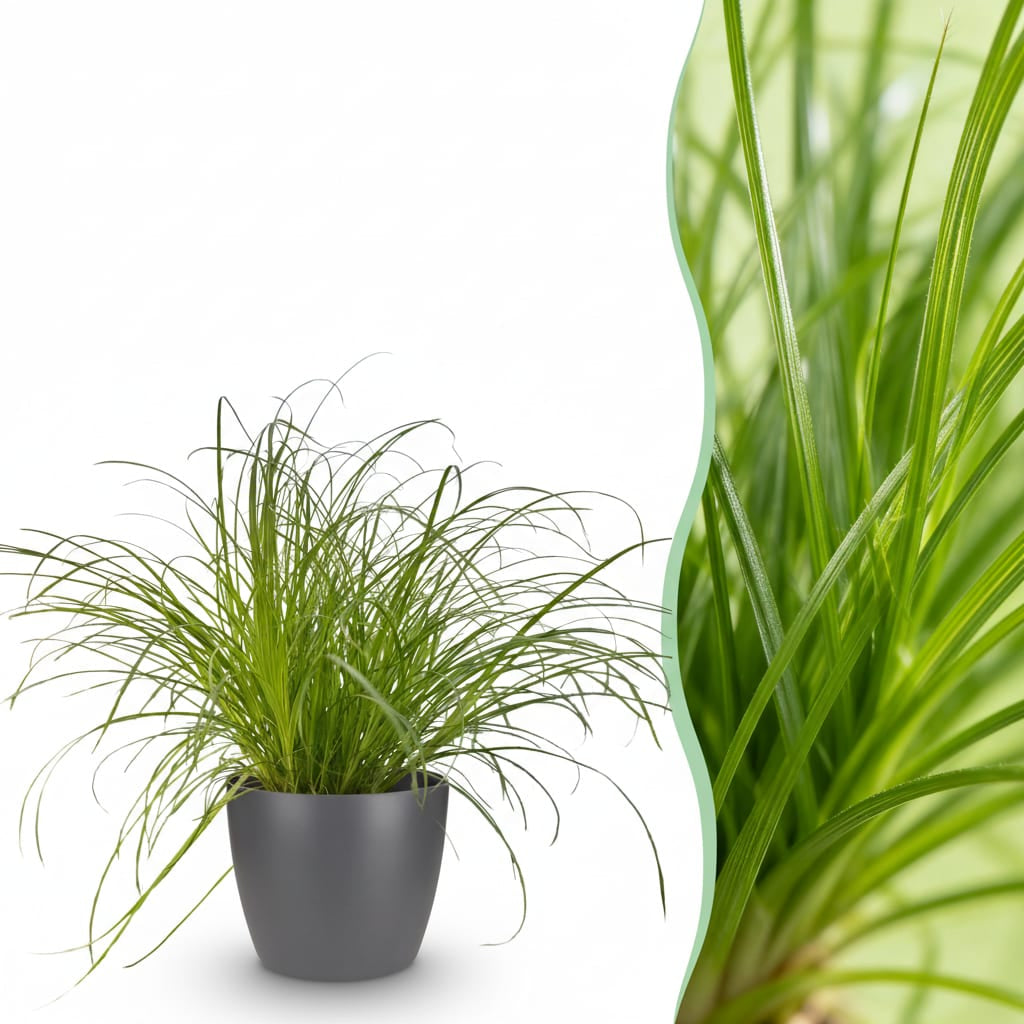 Green boutiQ - Zimmerpflanze - Cyperus alternifolius Zumula - Katzenpflanze - Haustierfreundliche Pflanze - Grün - 1 Pflanze - mit Potter Grau - Topf 12cm - Höhe 20cm 