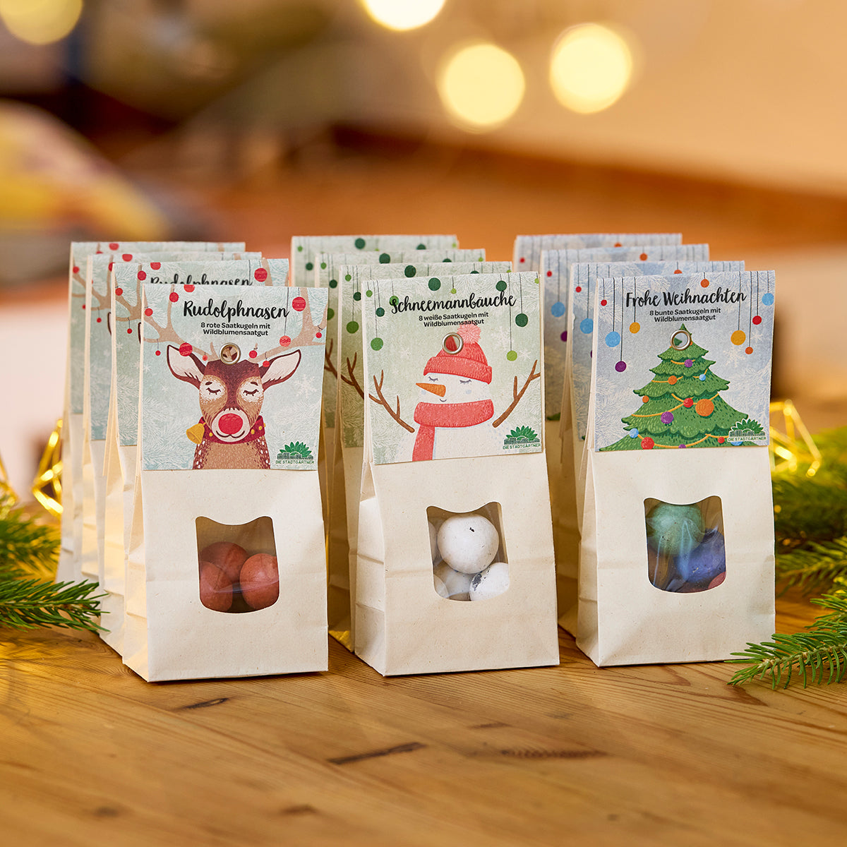 Weihnachtliche Saatkugeln im 3er-Set 