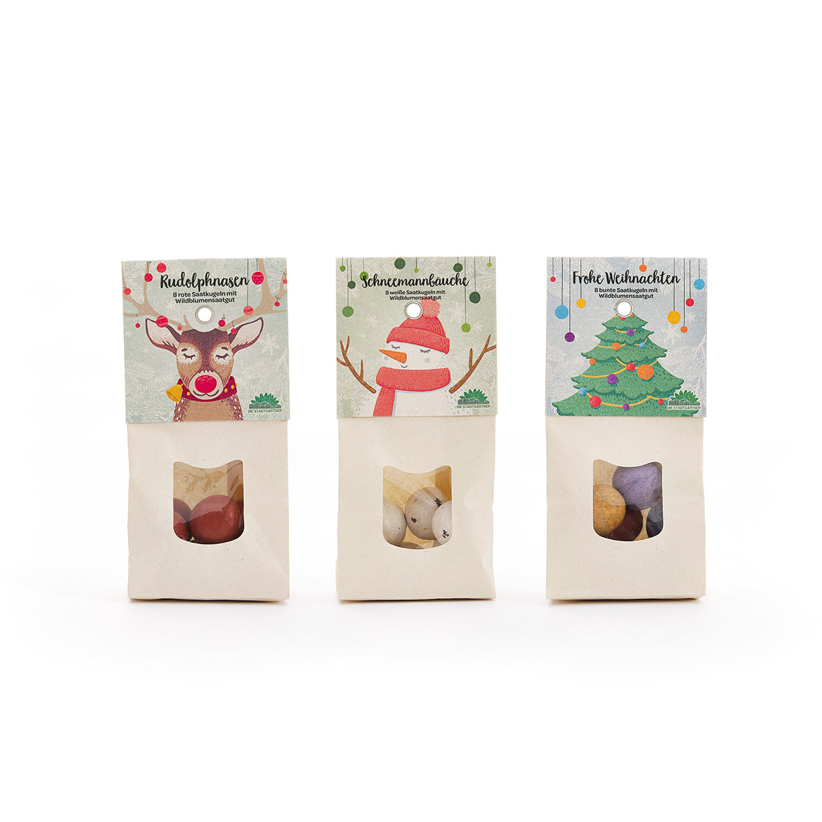 Weihnachtliche Saatkugeln im 3er-Set 